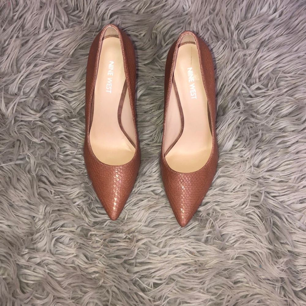 “Tatiana” Crocodile Embossed Leather Heels